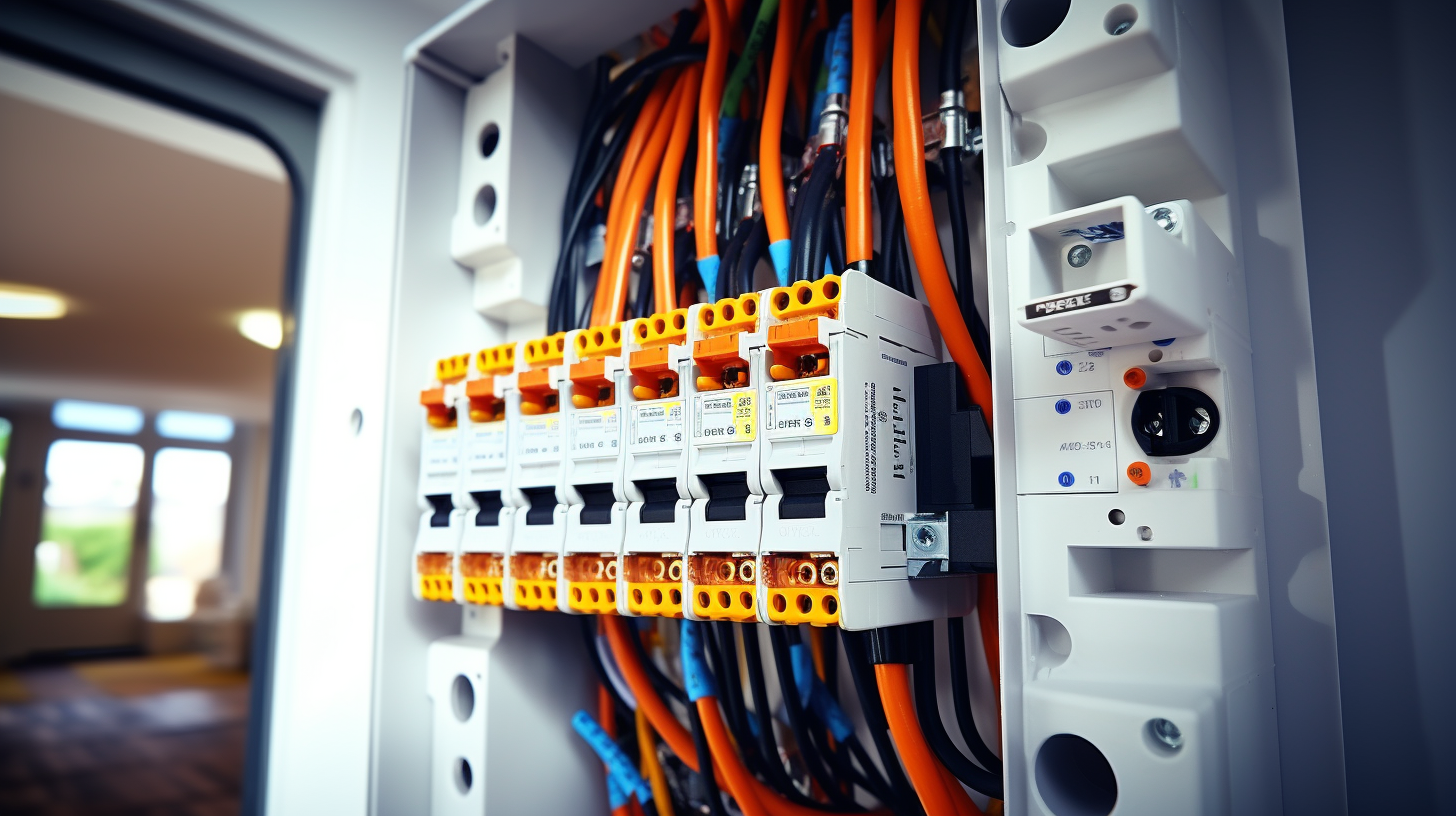 une installation électrique bien en vue dans une maison en cours de finition