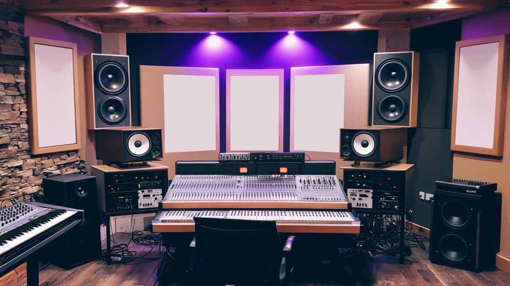 Photo d'un studio équipé de matériels techniques et bénéficiant d'une bonne isolation phonique musique