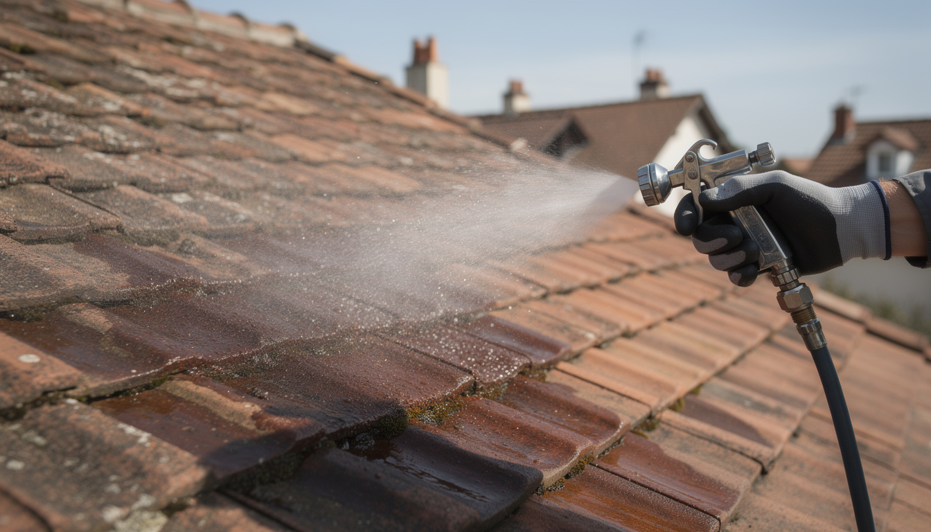 hydrofuge de toiture à mennecy : protégez votre toit en empêchant la porosité tout en conservant la respiration naturelle des matériaux pour une durabilité optimale.
