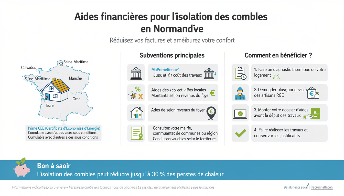 découvrez notre guide complet sur l'isolation des combles en normandie et profitez des aides financières disponibles pour améliorer l'efficacité énergétique de votre maison.